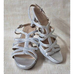 Naturalizer Baylor Silver Women's Size 8W Heels Pumps Sparkle Glitter Prom Event